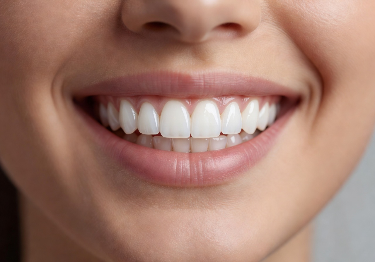 Close-up of a bright natural smile after cosmetic dental treatment