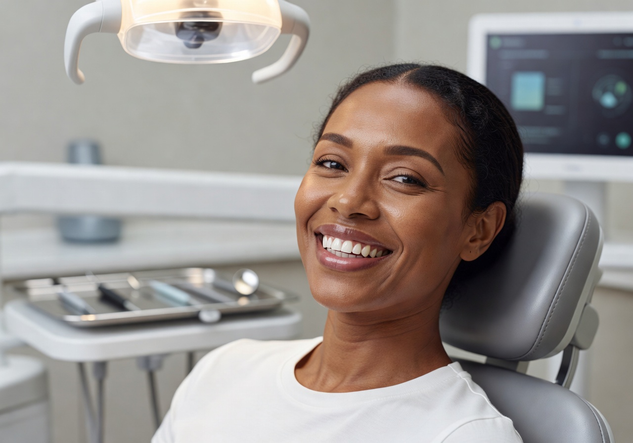 Patient smiling after a routine cleaning appointment